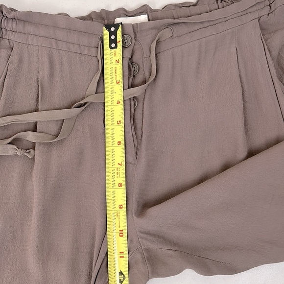 Wilfred Aritzia Marais drawstring button fly cropped pant in mocha brown size M - Picture 11 of 12